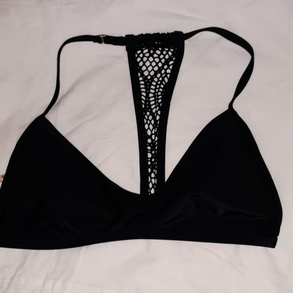 Forever 21 Black Bikini‎ Top Crocheted Panel Small - Picture 1 of 6